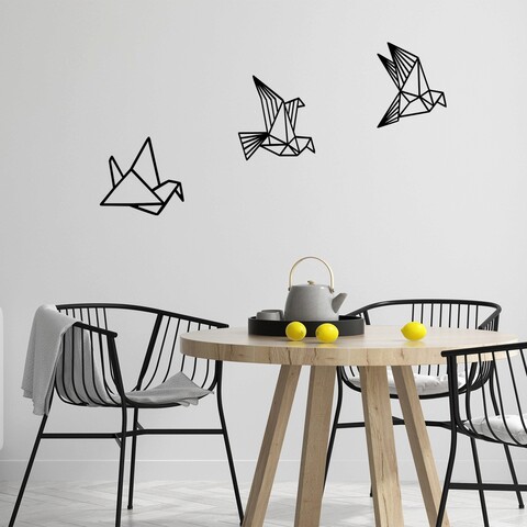 Decoratiune de perete, oragami, lemn, 26 x 32 cm, negru