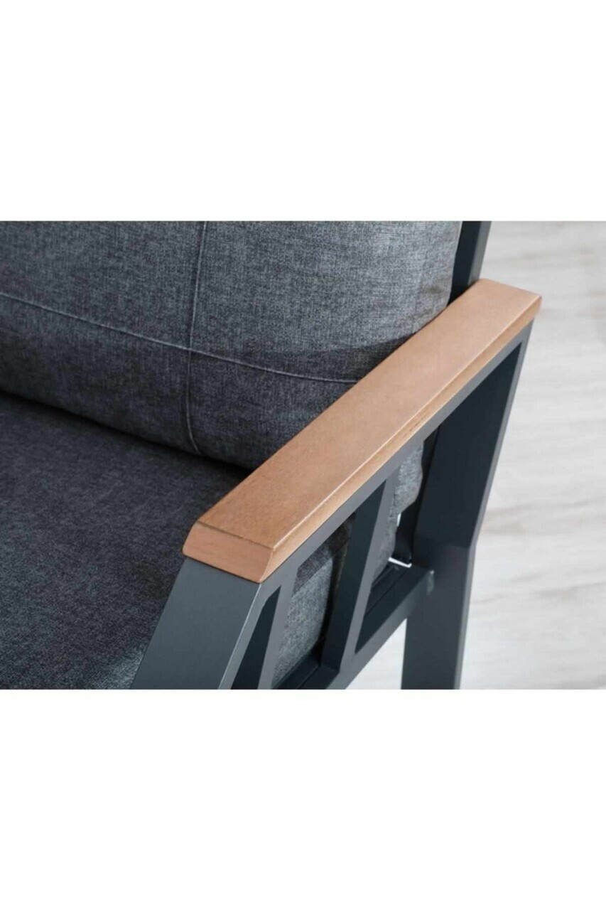 Set mobilier de gradina, Hanah Home, Nergiz 3+1+1, Metal, Gri - view 3