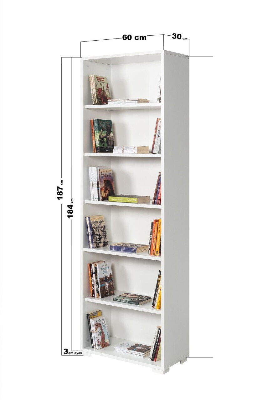 Corp biblioteca, Hanah Home, Evm 8124, 60x187x30 cm, PAL, Alb — imaginea 4