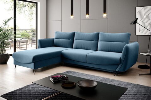Coltar extensibil stanga 3 locuri ELTAP, LT-38SAV, Silva, 276x201x100 cm, lemn/poliester, albastru deschis