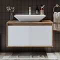 Dulap de baie cu chiuvetă, Hanah Home, 1751, 85x58x45 cm, MDF-LAM, Pin Atlantic / Alb Mat