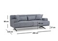 Canapea 2 locuri, Artie, 560ARE1507, Lemn de fag / PAL, Gri