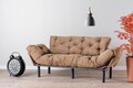 Canapea extensibila cu 3 locuri, Futon, 859FTN2868, Metal, Maro deschis