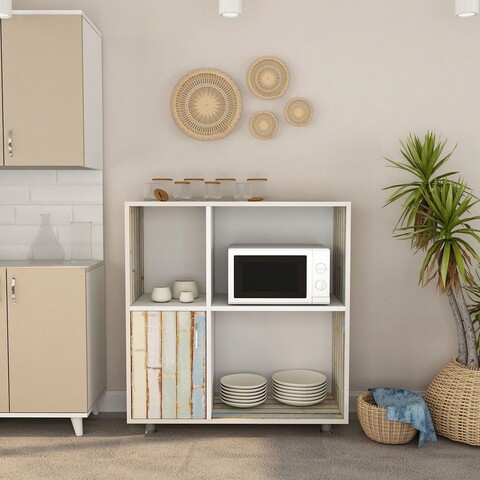 Dulap multifunctional, lacivert, tasarım, 100x100x35 cm, alb