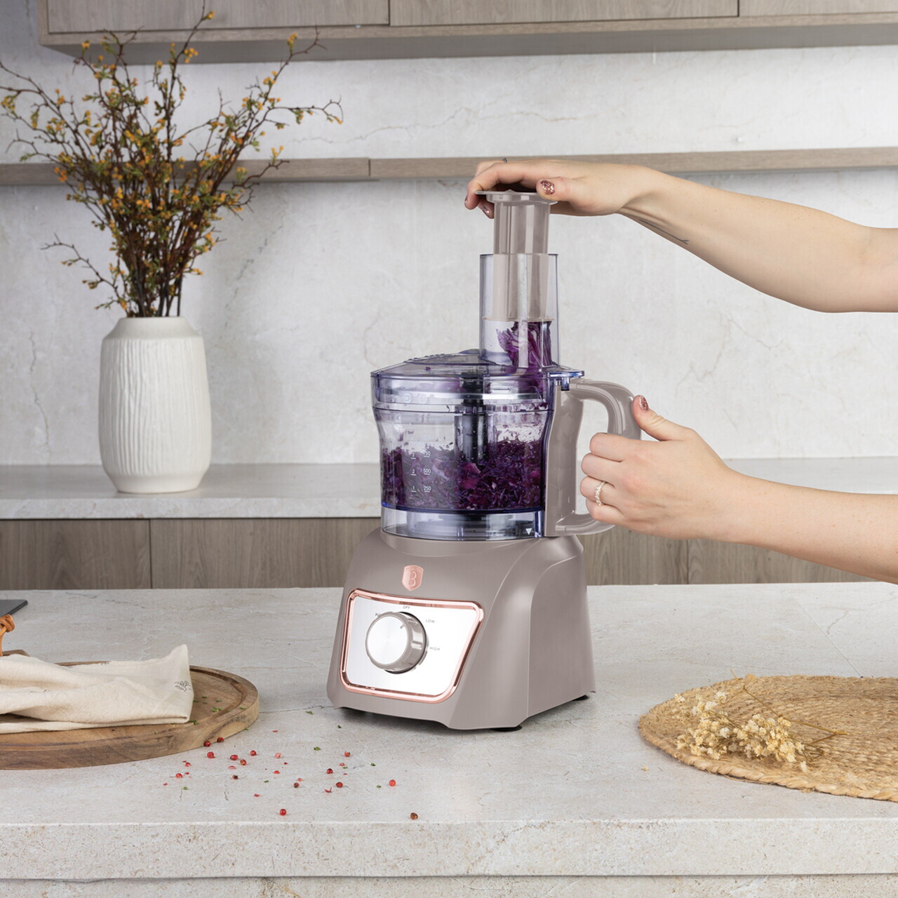 Set blender 8 in 1 Berlinger Haus, Taupe, 500W, inox/plastic, taupe mat - imagine 2