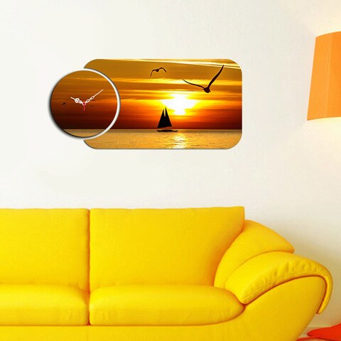 Set ceas si tablou decorativ, yms-67, mdf , dimensiune: 68 x 32 cm, multicolor