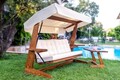 Balansoar de gradina 3 locuri, Swingo, Viva 2400, 237x100x175 cm, Cadru: 100% MID, Bej