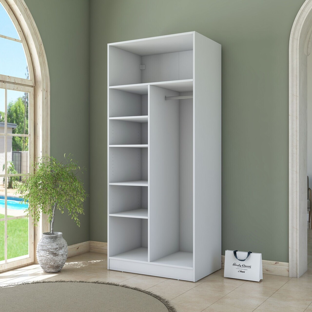 Dulap pentru haine, Hanah Home, BA223, 90x210x57.5 cm, PAL melaminat, Alb - view 7