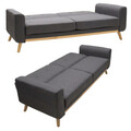 Canapea extensibila 3 locuri Carmelo, Pakoworld, 214x80x86 cm, lemn/textil, gri inchis