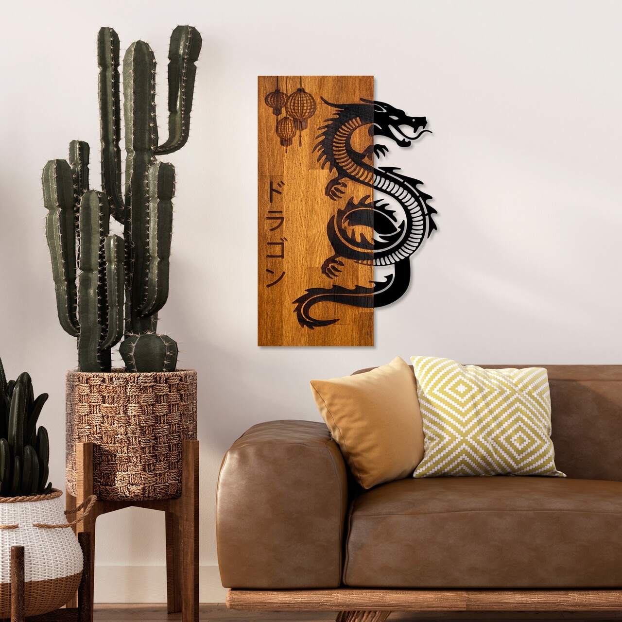 Decoratiune de perete, Dragon, Lățime: 40 cm Înălțime: 58 cm Adâncime: 3 cm, Nuc / Negru - view 3