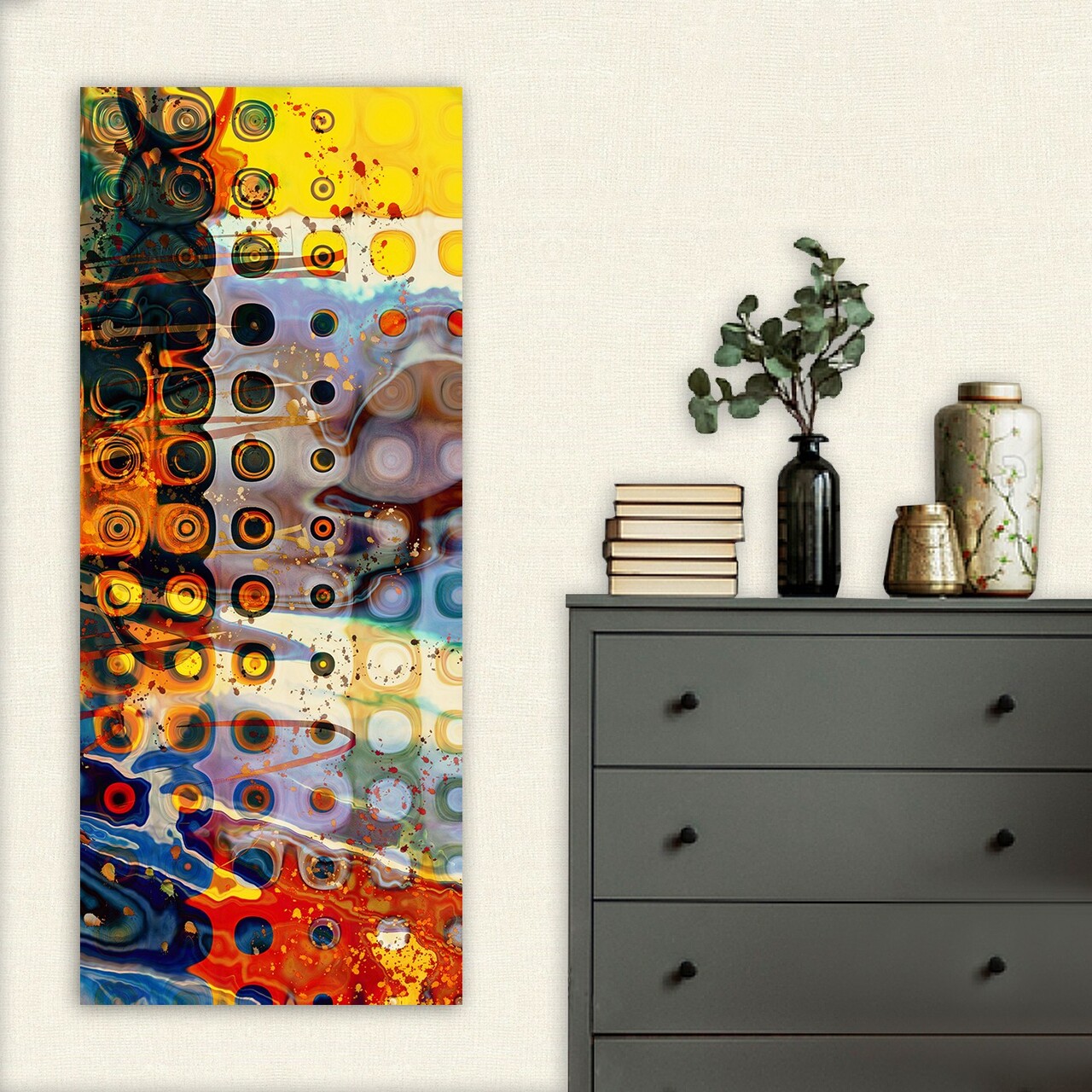 Tablou decorativ, DKY756283_50120, Canvas, Rama din lemn (grosime 3 cm), Multicolor
