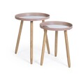 Set 2 masute de cafea Edvard, Bizzotto, 35.5x44 cm/40x51 cm, lemn de cauciuc/otel, blat din oglinda, mov pal