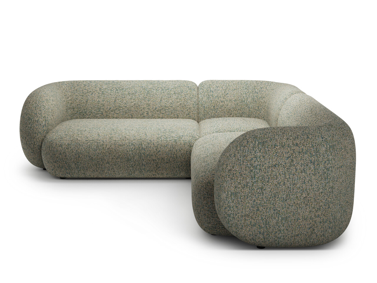 Coltar simetric 5 locuri, Kate, Micadoni, 252x252x76 cm, tesatura structurata, verde muschi melanj - 1 | YEO