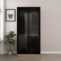 Dulap pentru haine, Minerva, Kale Glass Dark Grey1, 90x210x52 cm, PAL, Gri inchis