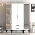 Dulap pentru haine, Hommy Craft, Kumsal PTR, 160x47.5x201.4 cm, PAL, Nuc/Alb