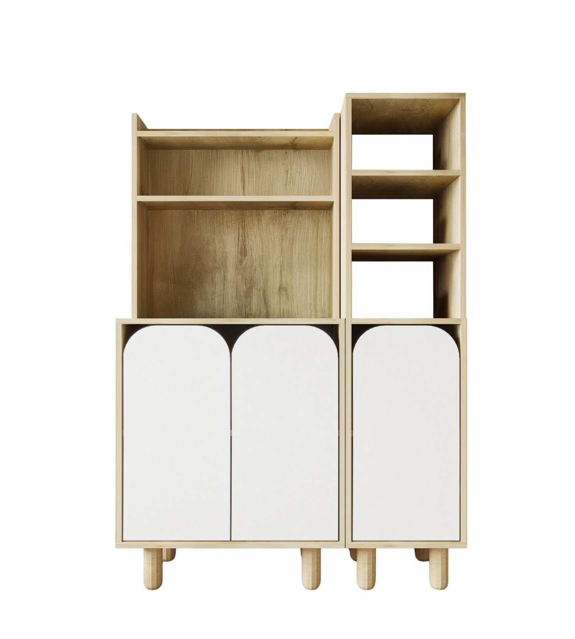 Dulap multifunctional, Hanah Home, Parma 3, 105x155x40 cm, PAL, Stejar Safir / Alb - view 4