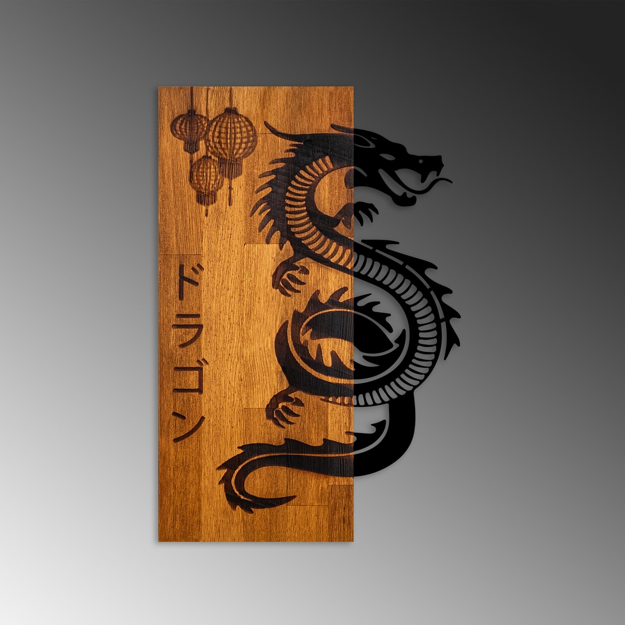 Decoratiune de perete, Dragon, Lățime: 40 cm Înălțime: 58 cm Adâncime: 3 cm, Nuc / Negru - view 6