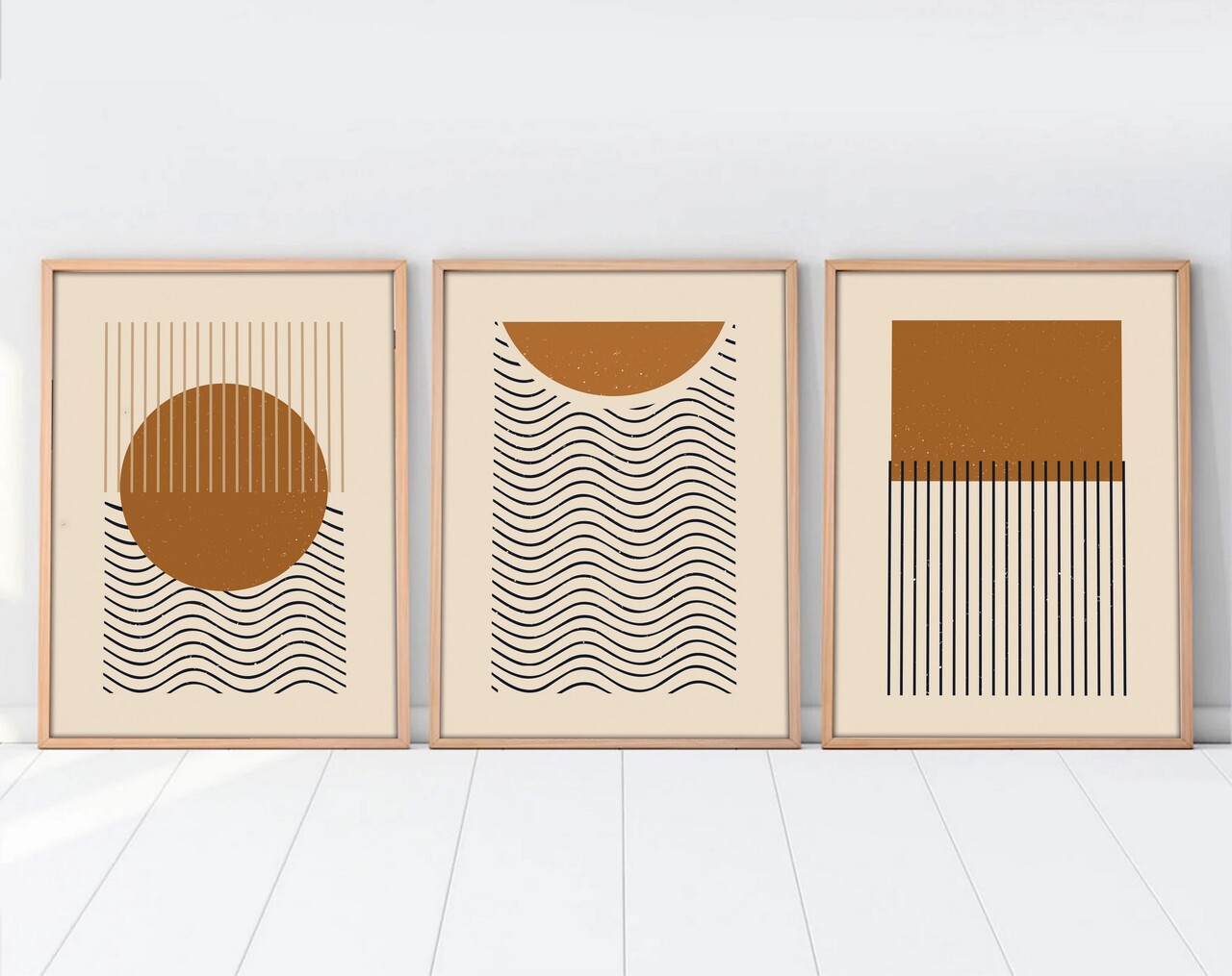 Set 3 tablouri decorative Huhu100 Cadru: 100% LEMN MASIV (Grosime: 25 cm) Multicolor