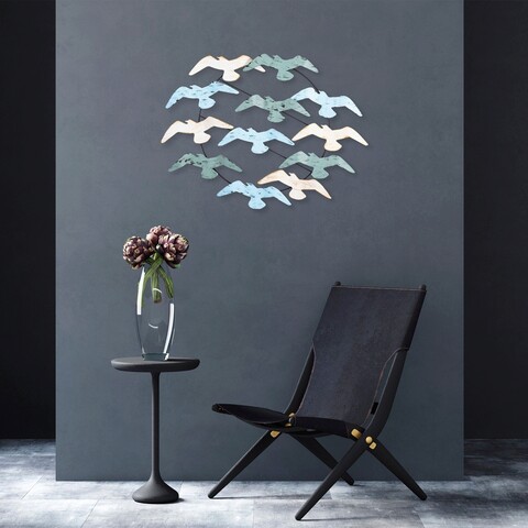 Decoratiune de perete, martı, metal, dimensiune: 85 x 68 x 8 cm, multicolor
