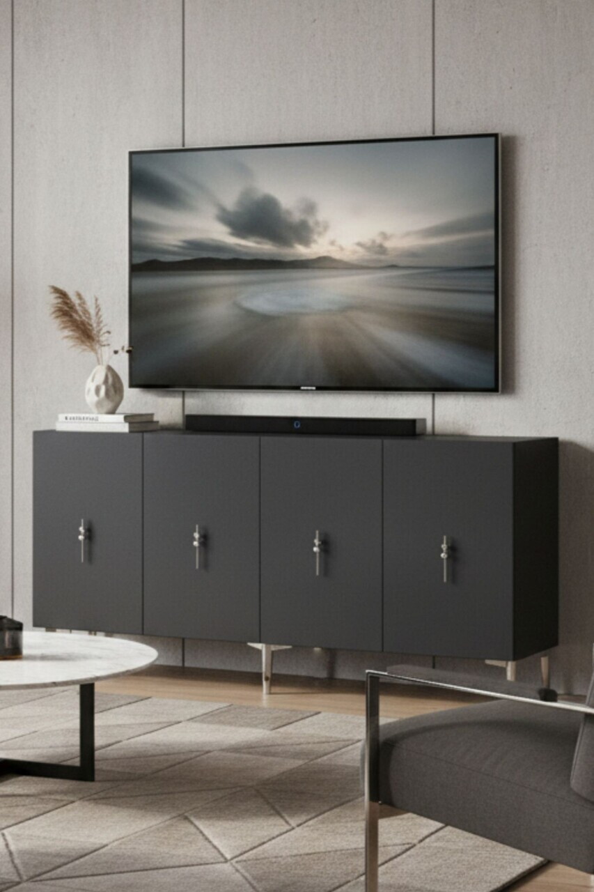Consola, Hanah Home, Salkım 150, 125x75x32 cm, Antracit / Argintiu — imaginea 2