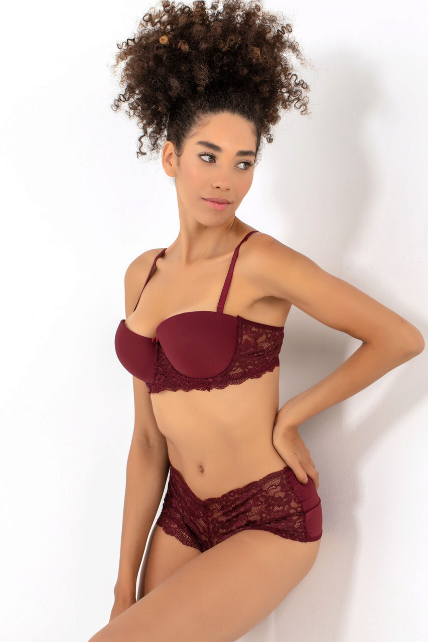 Set lenjerie intima sutien si chiloti, 999MRE1604 - 90, Miorre, Rosu claret - view 2