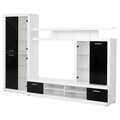 Mobilier living cu LED, 4 piese, Pamela, 284 x 40 x 195 cm, PAL/sticla, alb/negru