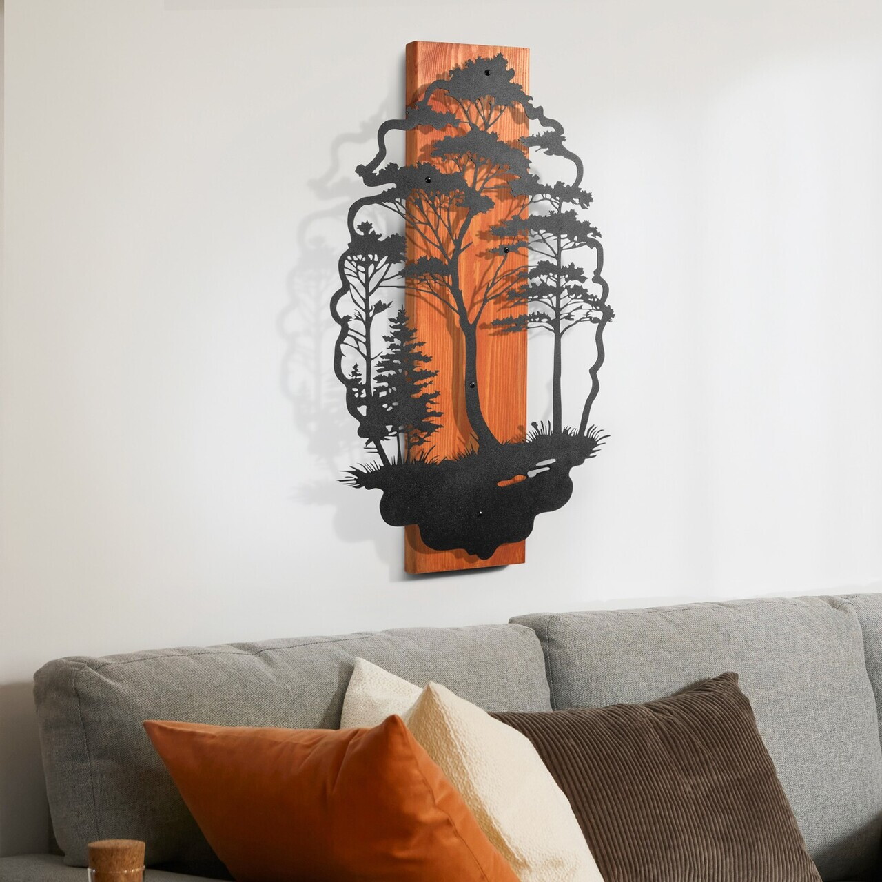 Decoratiune de perete, Sylva, Cadru: Lemn (Grosime: 2 cm), Roșu/Negru — imaginea 4