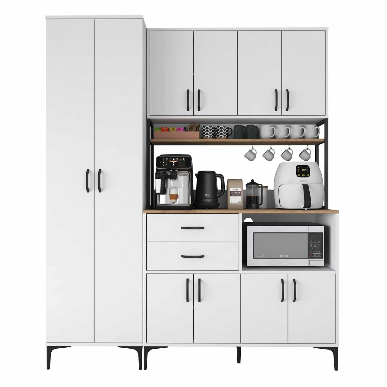 Dulap multifunctional, Hanah Home, JE261, 180x218.6x45 cm, Alb/Maro — imaginea 9
