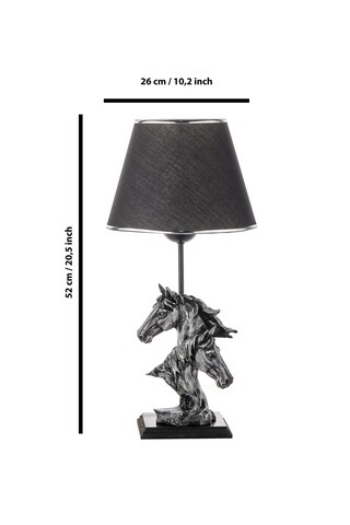 Lampa de masa, FullHouse, 390FLH1931, Baza din lemn, Argintiu / Negru