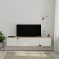 Comoda TV, Decortie, Spark, 180 x 35 x 35.6 cm, pal melaminat, alb/stejar