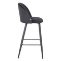Scaun de bar Inu, Homla, 48x43x99 cm, MDF/metal/catifea din poliester, negru