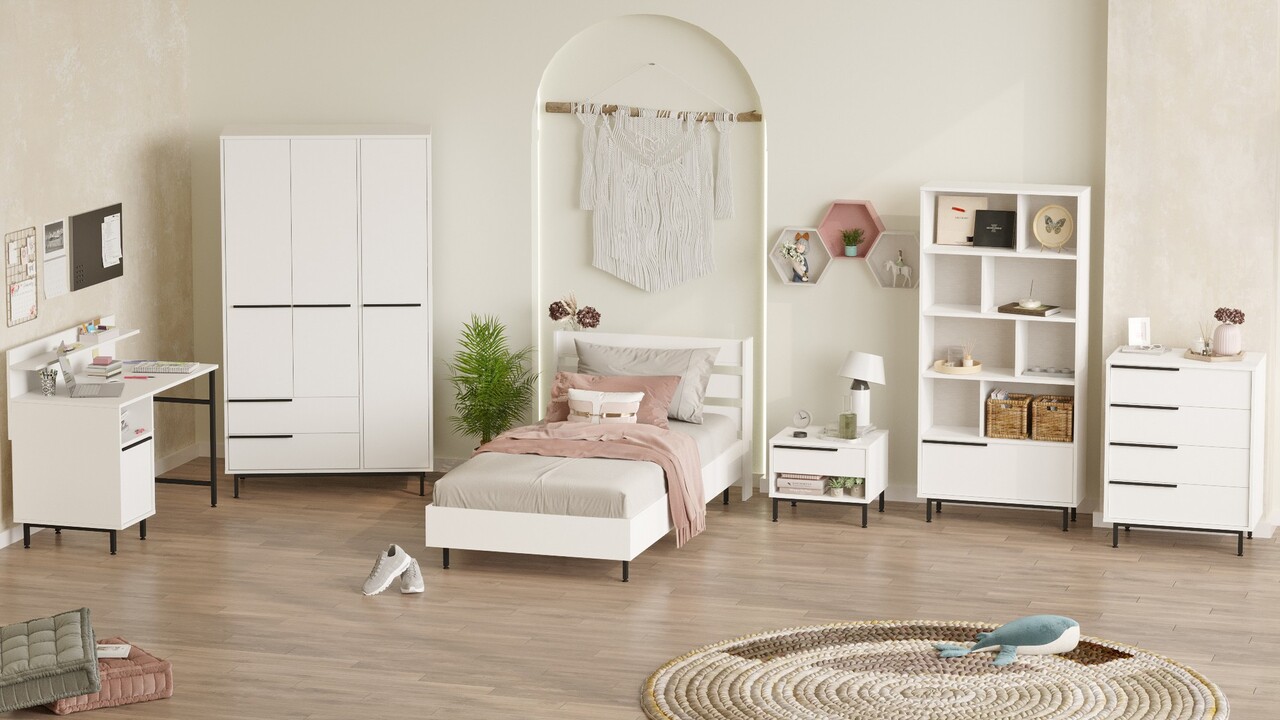 Set dormitor pentru copii, Locelso, ON26-W, Alb - 2 | YEO