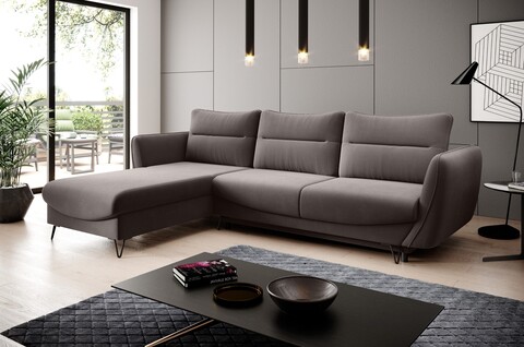 Coltar extensibil stanga 3 locuri ELTAP, LT-07SAV, Silva, 276x201x100 cm, lemn/poliester, gri
