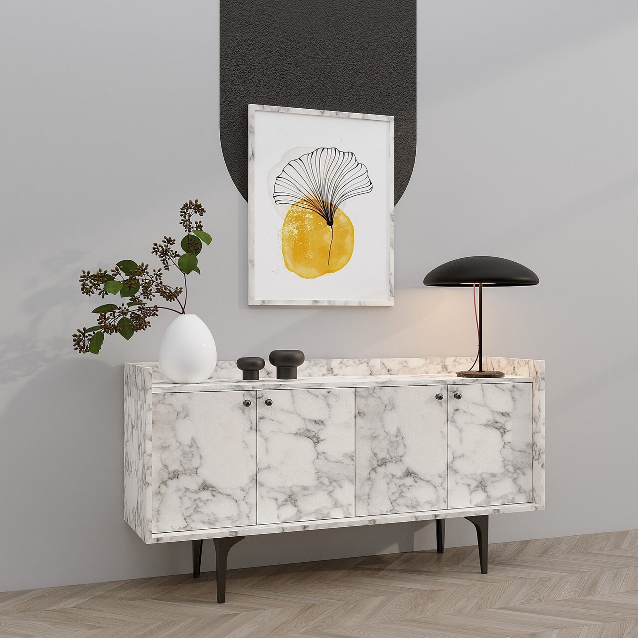 Consola, Emerald, Navi, Marmură Carrara - 1 | YEO