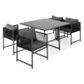Set 4 scaune si masa dining, Reims, otel, negru/gri