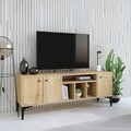 Comoda TV, Emerald, Luna v2, 150 x 40 x 40 cm, pal melaminat, stejar