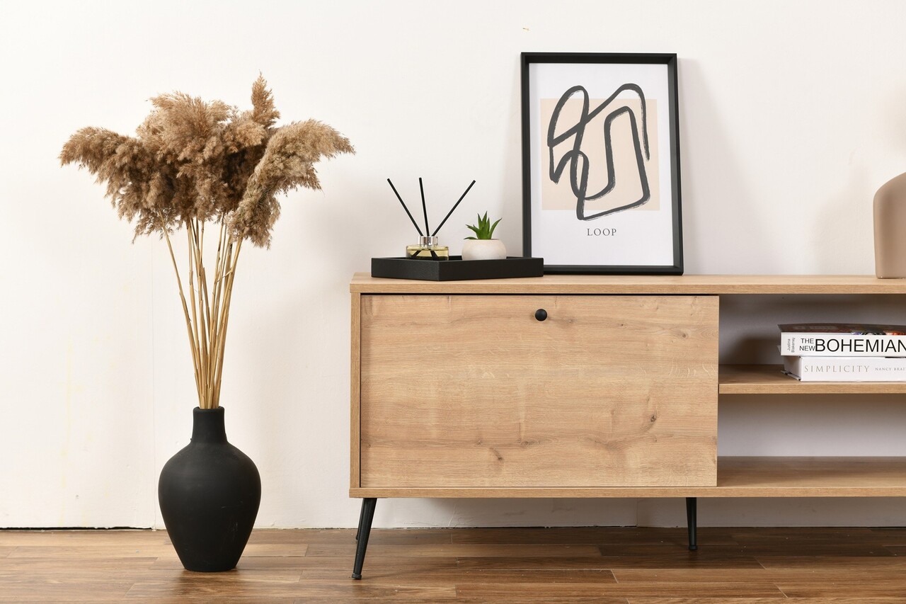 Comoda TV, Wolina, Calvin, 55x140x41 cm, Stejar - 1 | YEO