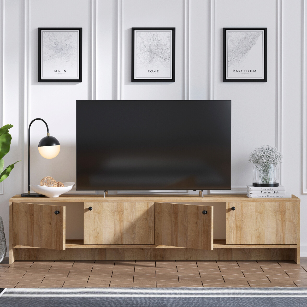 Comoda TV, Emerald, Jimmy, 180x40x35 cm, Stejar - 2 | YEO