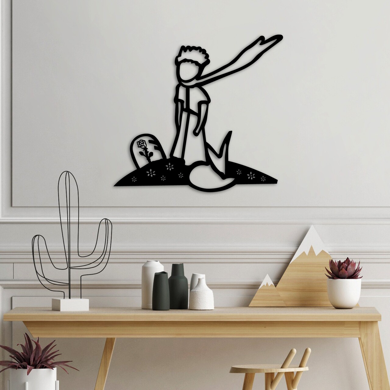 Decoratiune de perete, The Little Prince 3, Dimensiuni: 58 x 54 cm , Negru - view 3