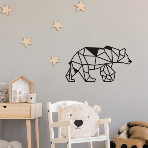 Decoratiune de perete, bear2, metal, dimensiune: 55 x 30 cm, negru