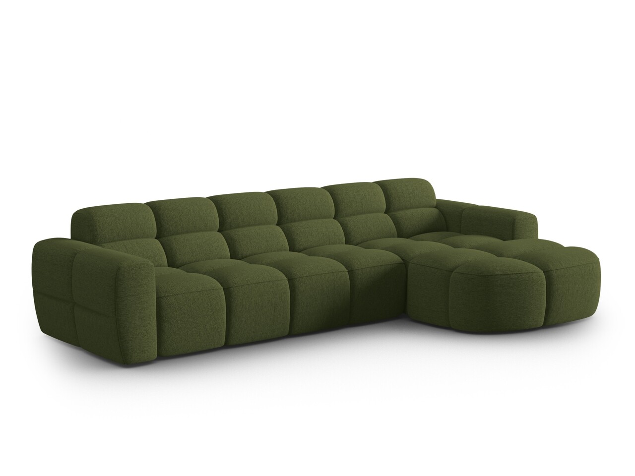 Coltar stanga 4 locuri, Lisa-193, Micadoni Home, 310x170x77 cm, tesatura structurata, verde melange - 1 | YEO