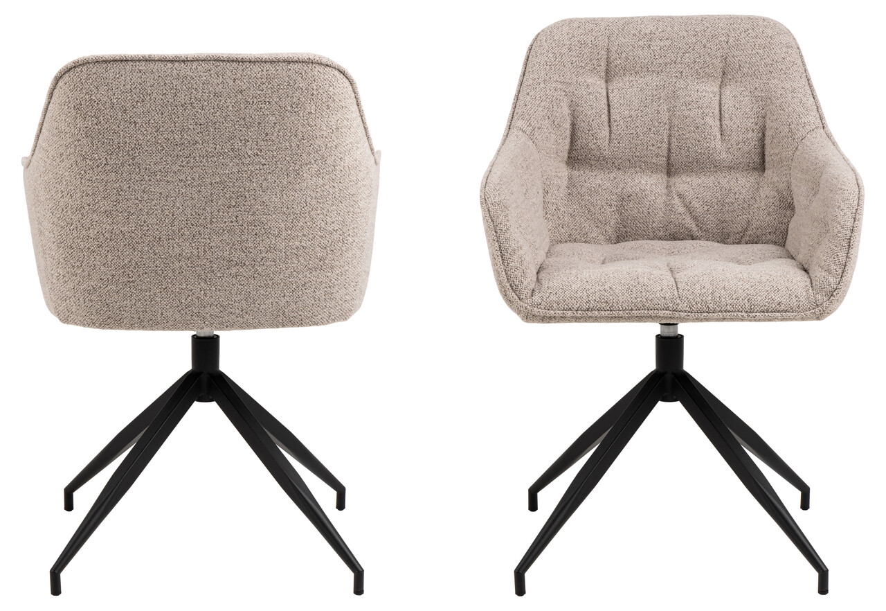 Scaun Brooke, Actona, 57x54.5x82 cm, rotativ, tesatura Boucle/otel, bej - view 9