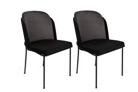 Set scaune 2 piese, Nmobb, Dore-150 V2, Metal, Gri/Negru