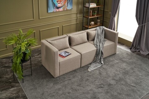 Canapea fixa moduler uclu koltuk , balcab home, 3 locuri, 80/62x80x72 cm, lemn, crem