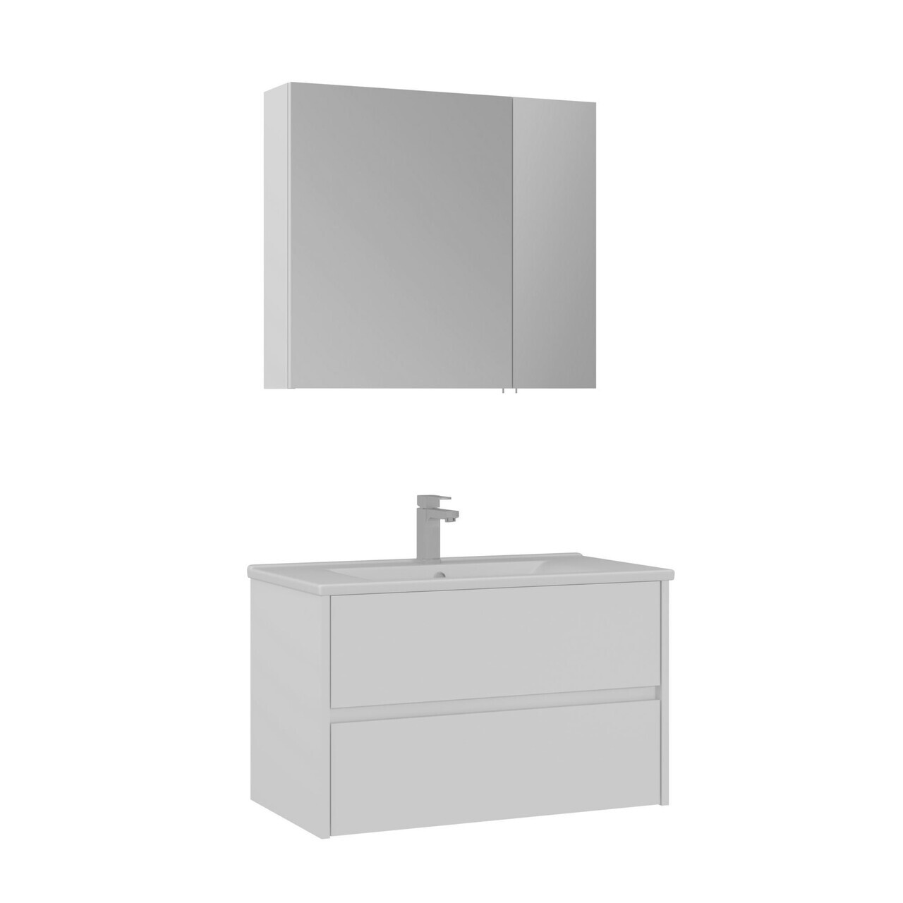 Set Dulap de Baie cu Chiuvetă și Oglindă (2 Piese), Hanah Home, Side 85 v2, Alb mat — imaginea 4