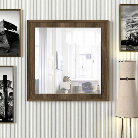 Oglinda decorativa, Tera Home, Oscar, 61.2x61.2cm, 100% PAL melaminat, Nuc