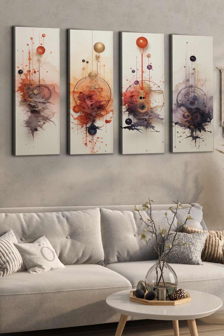 Set 4 tablouri decorative Ersycnvs4Asm1 Dimensiune: 30 x 90 cm (4 bucăți) Multicolor