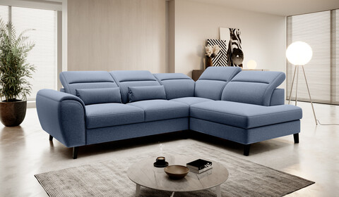 Coltar extensibil dreapta 4 locuri ELTAP, RT-40GO, Noble, 255x201x100 cm, lemn/poliester, albastru
