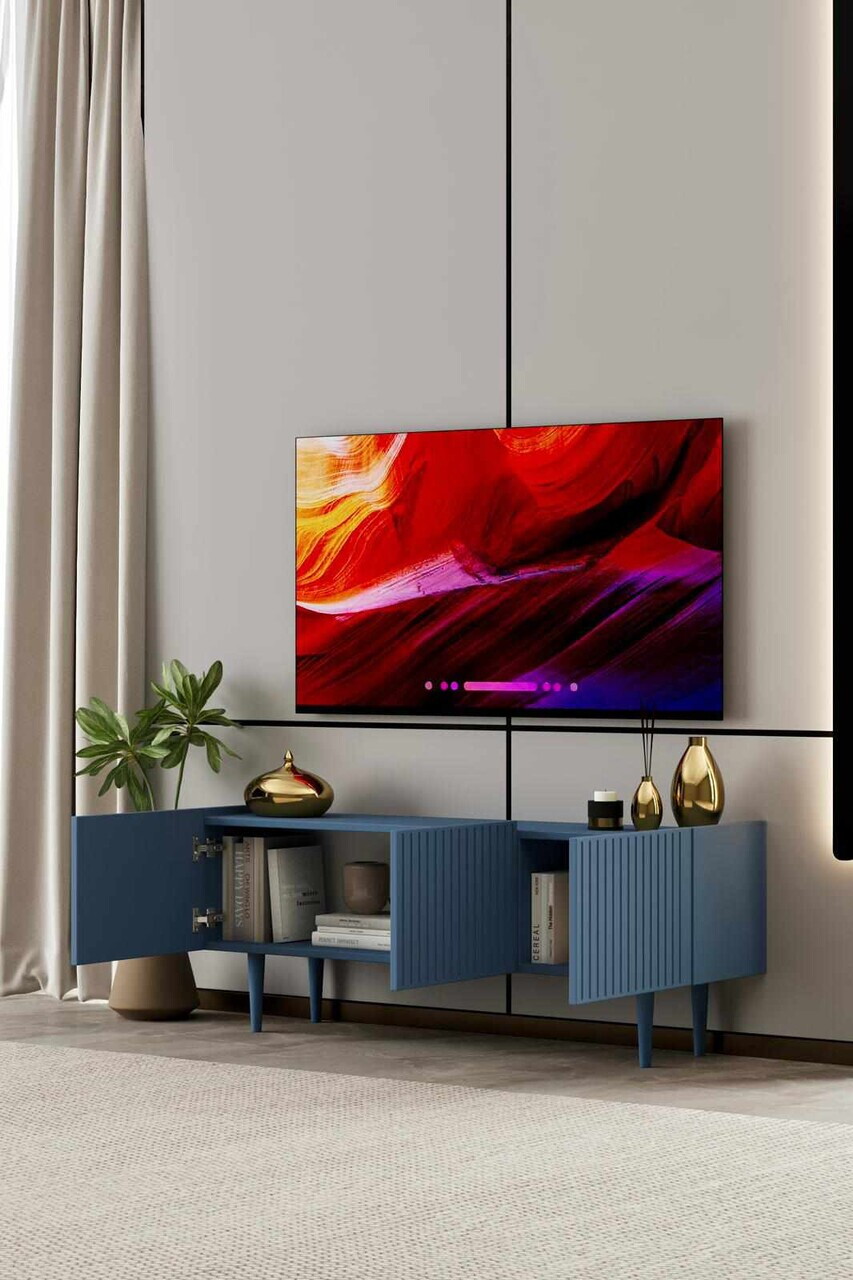 Comoda TV, Hanah Home, Capella 120, 120x50x29 cm, MDF, Albastru - view 3