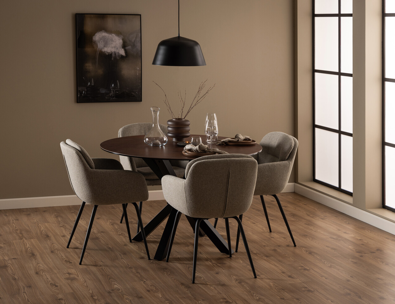 Scaun Dora, Actona, 58x59x84 cm, tesatura structurata/otel, bej - view 7